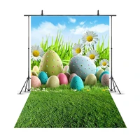 easter eggs photography backdrop scenery green grass photo background flowers and trees newborn for supplies 210