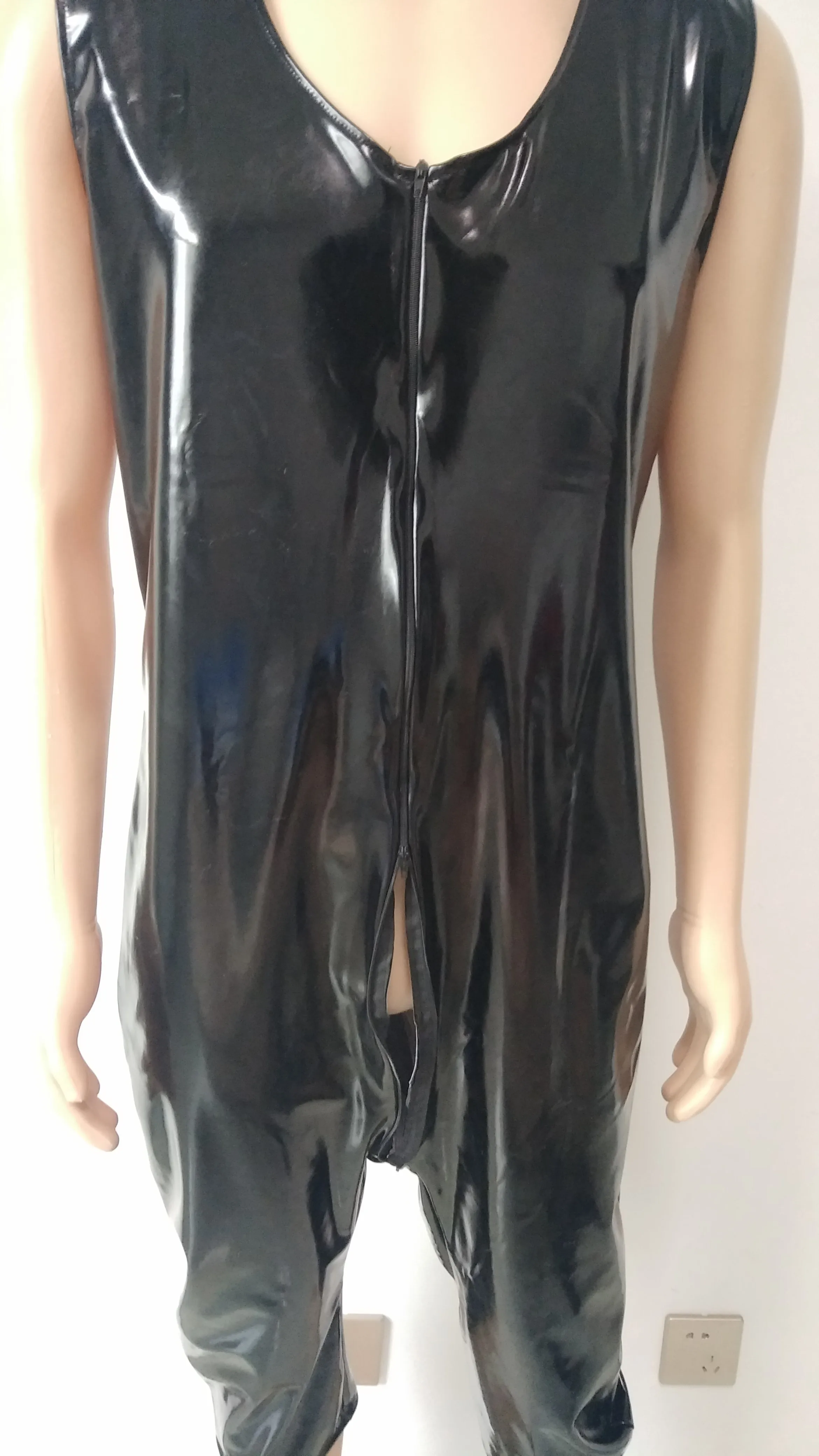 Косплэй мужские костюмы для Хэллоуина Черный Блестящий металлический ПВХ