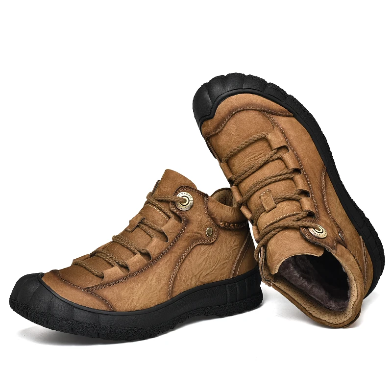 Мужские ботинки из натуральной кожи Очень теплые зимние ручной работы Зимняя