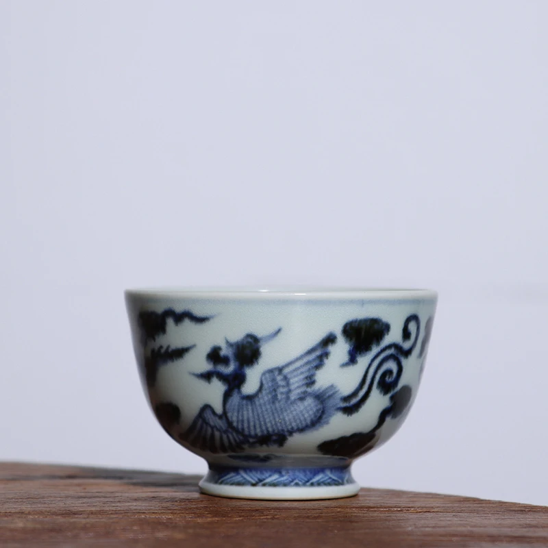Longfeng mountain room creation taza &uacute;nica imitaci&oacute;n Ming azul y blanco taza maestra pintada a mano-1