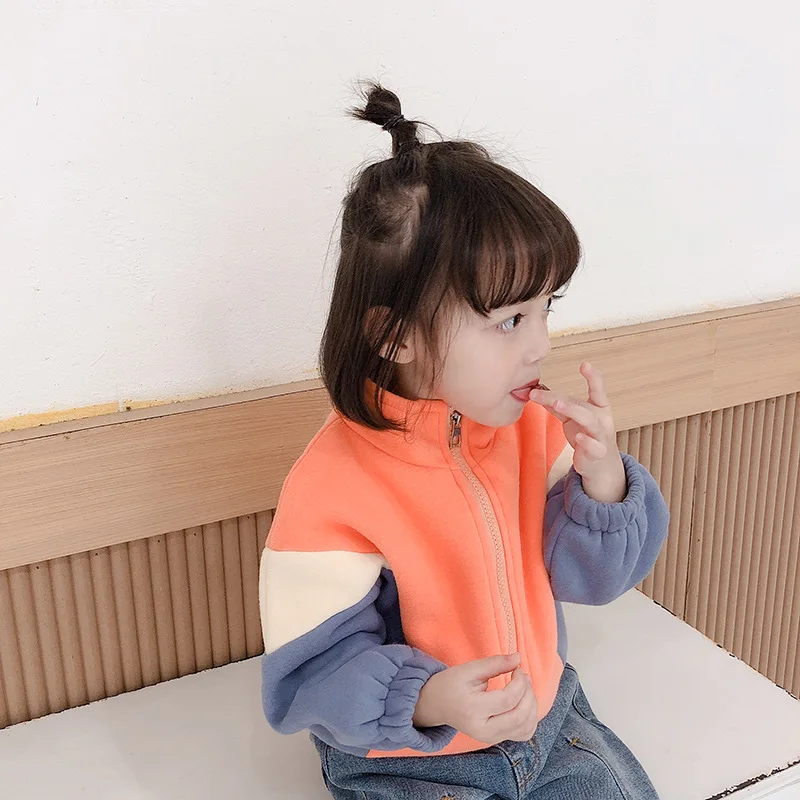 2019 Зимние Модные флисовые утепленные куртки с воротником стойкой для девочек