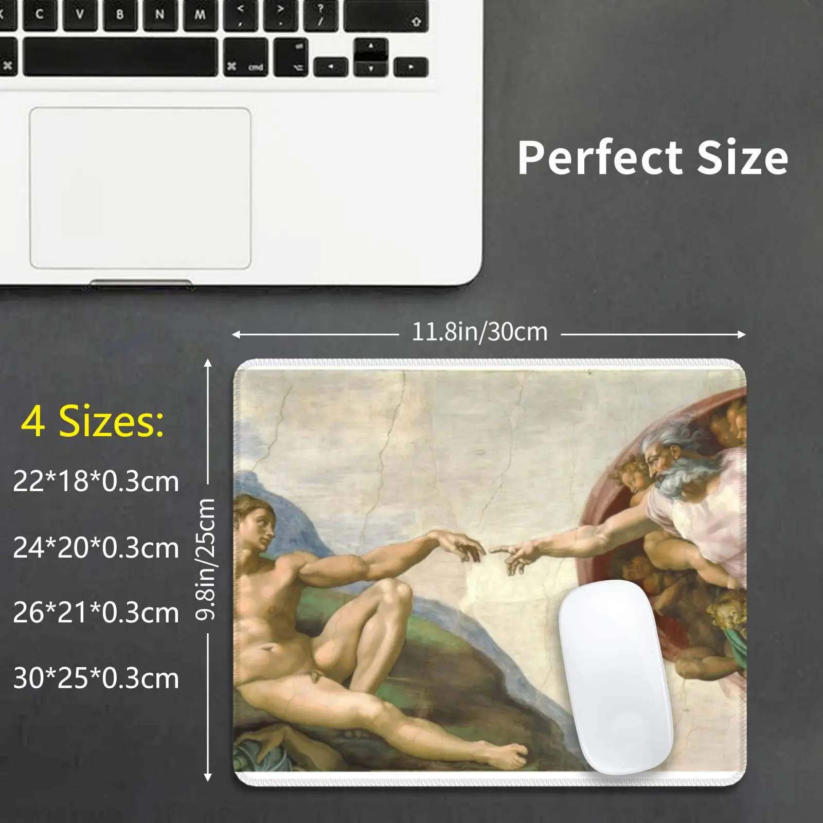 

Mouse Pad The Creation Of Adam Gifts-Michelangelo Classical Masterpiece Painting Gift Ideas For Art Lovers Of Classic Artwork