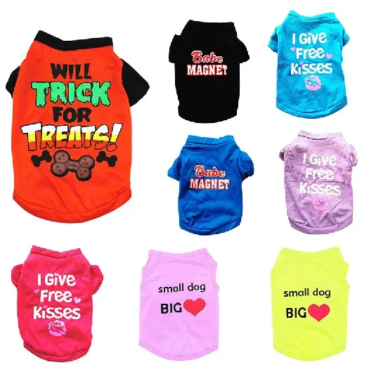 Летняя одежда для собак футболка щенков Тедди йоркширский бульдог хлопковая с