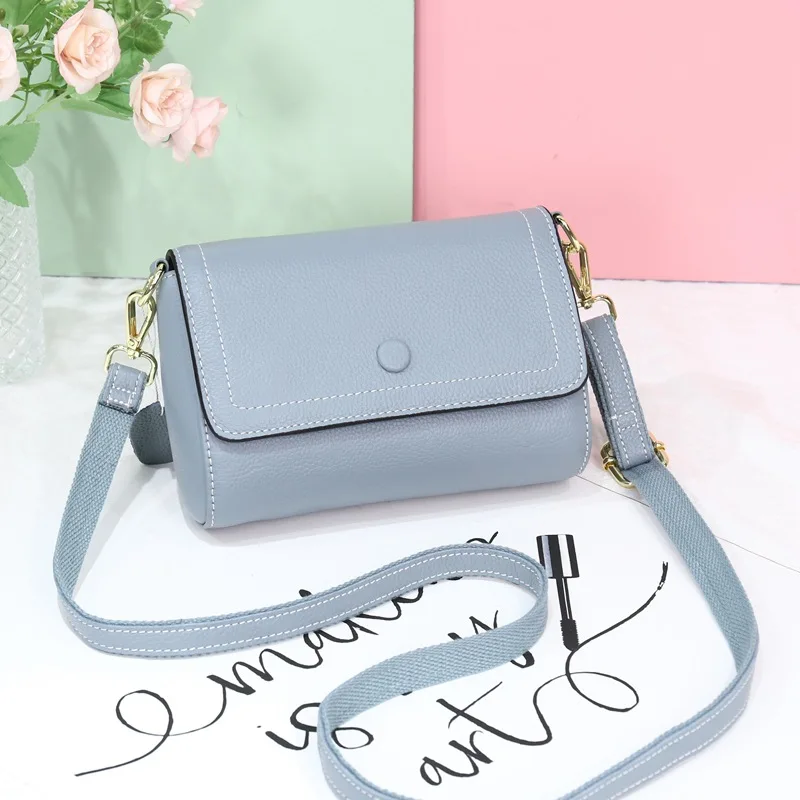 

Genuine Leather Solid Flap Bag For Women New High Quality Ladies Shoulder Bags Brand Designer Daily Crossbody Bag Bolsa Feminina