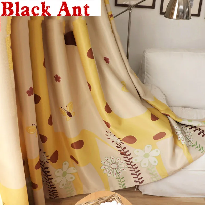 Занавески с рисунком жирафа для детской комнаты шторы из прозрачной ткани