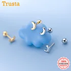 Женские и детские серьги-гвоздики trustdave, минималистичные серьги из настоящего серебра 925 пробы с Луной в минималистическом стиле, Изящные Ювелирные изделия, S295, DA164