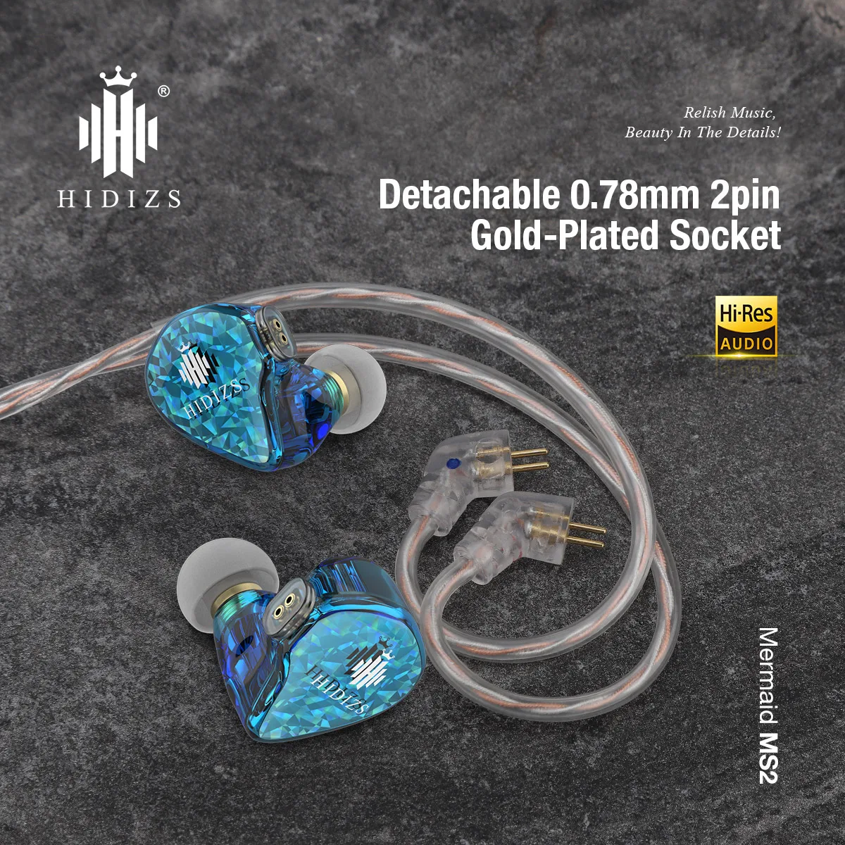 

Hidizs MS2 Earphone HiFi In-Ear Hybrid Dual Drivers(1 Knowles BA+1 DD) Wired Sport Music IEM with 2 Pin 0.78mm Detachable Cable