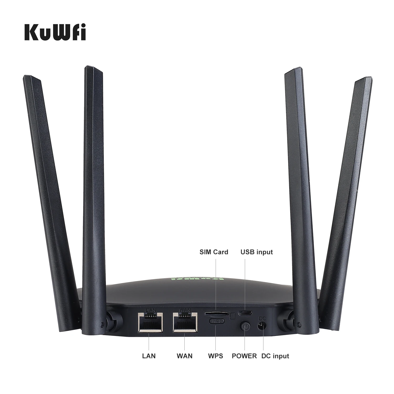 Беспроводной Wi-Fi-роутер KuWfi 3G/4G LTE 300 Мбит/с слот для сим-карты порт Wan/Lan 4 Внешние