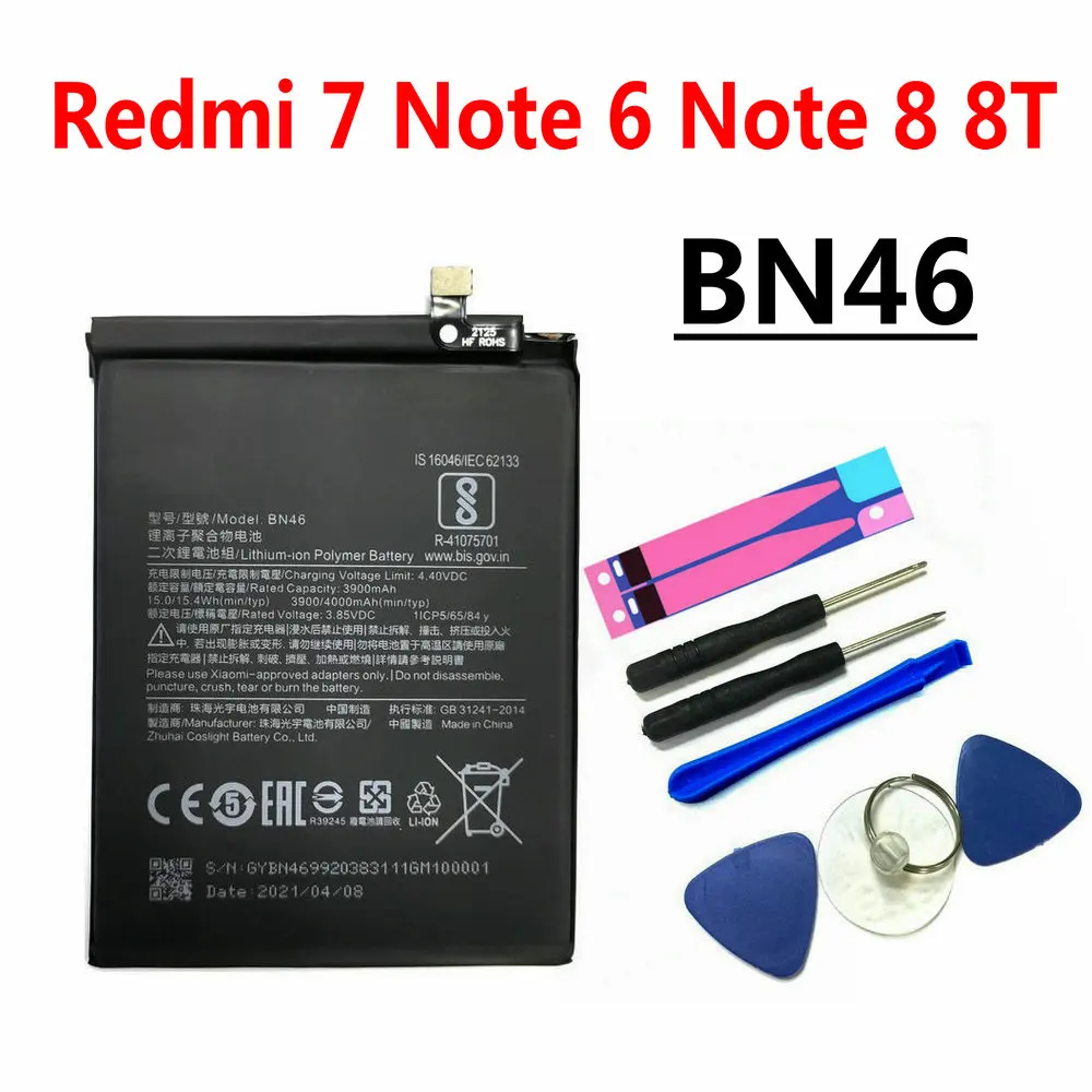 Фото Новый аккумулятор BN46 4000 мАч + Инструменты для ремонта замена Xiaomi Redmi 7 Redmi7 Note 6 Note6