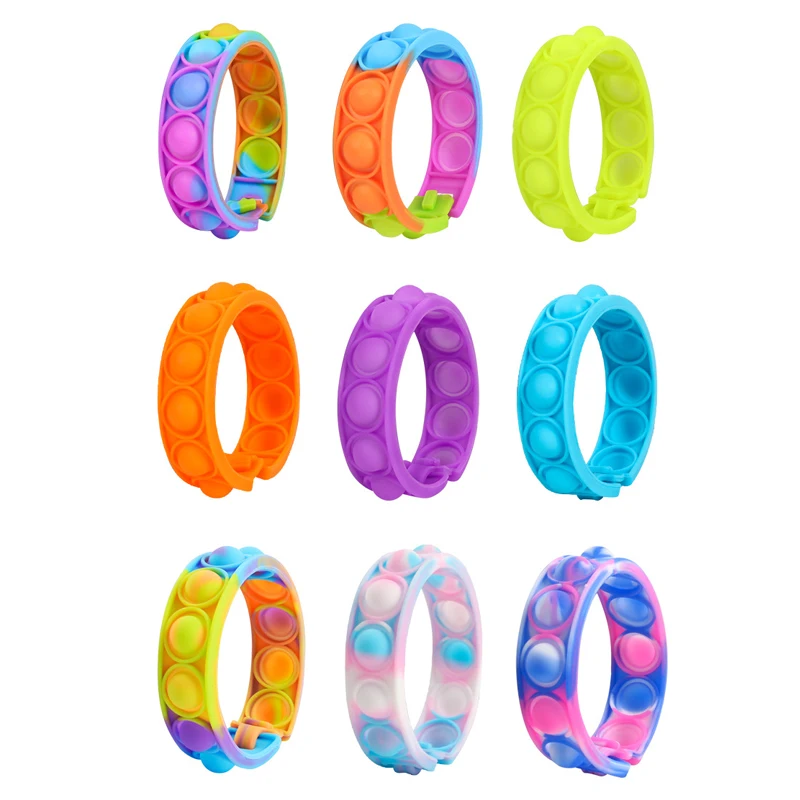 

Luminous Popits Fidget Toys Rainbow Stress Bracelet Decompression Toy Popet Push Bubble Adult Children Reliefsd Silicone Toys
