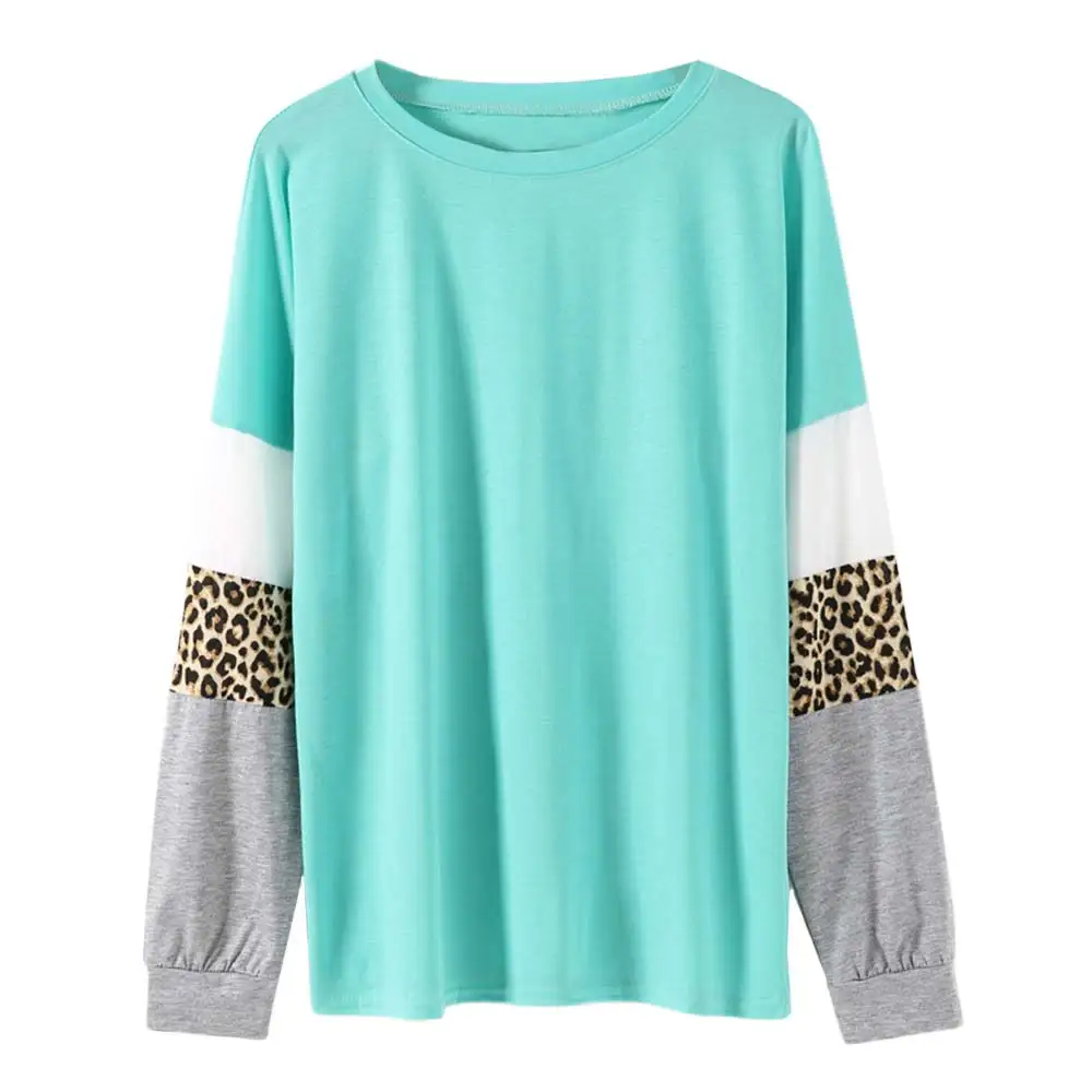 2020 модная женская Повседневная Весенняя футболка с длинным рукавом леопардовая