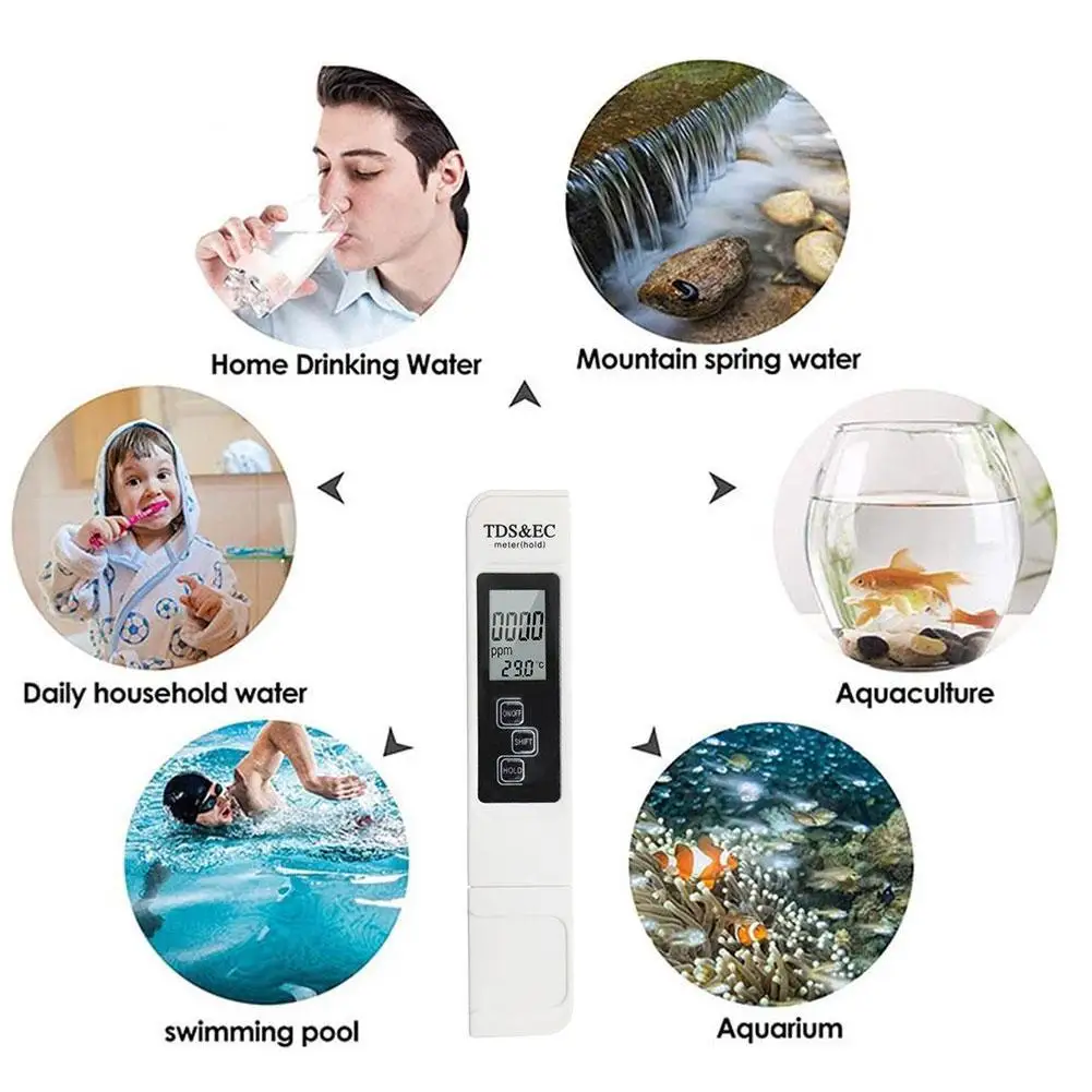 TDS-метр Цифровой тестер воды цифровой 0 0-14 PH TDS и EC-метр 0-9990ppm аквариум для PPM