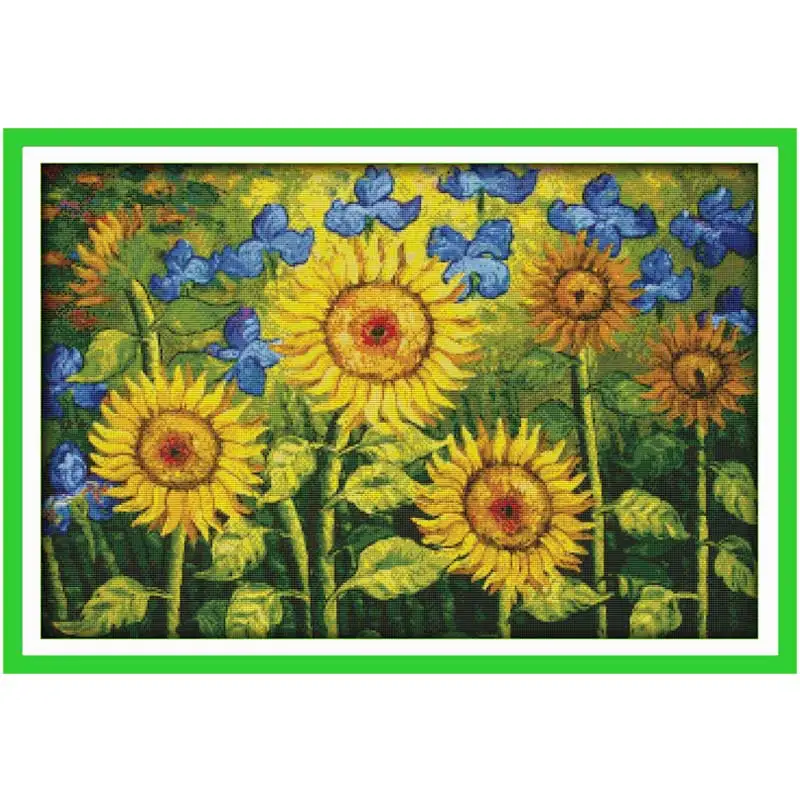 

Sunflowers garden scenery counted 11CT 14CT DIY kits Chinese wholesale Cross Stitch embroidery needlework Sets home decor