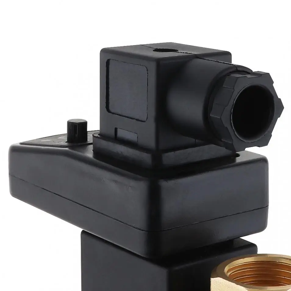 

AC 220V 1/2" Brass Electronic Drain Valve Siamese-type Valve with Timer OPT and Two-way Two-position for Air Compressor/Cooler