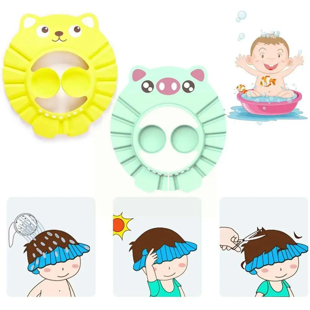 

Симпатичная детская шапочка для шампуня с мультяшным рисунком, детская шапочка-капля, водонепроницаемая шапочка для купания младенцев, рег...