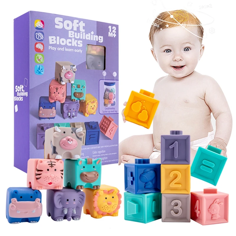 3D сенсорный ручные мячики куб 12 шт. с тиснением и изображением бани Прорезыватель