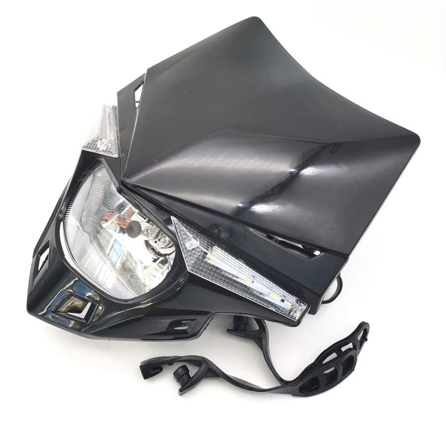 

Black Fairing Cover Motorcycle H4 Headlight & LED Indicator Dirt Pit Bike Lamps
