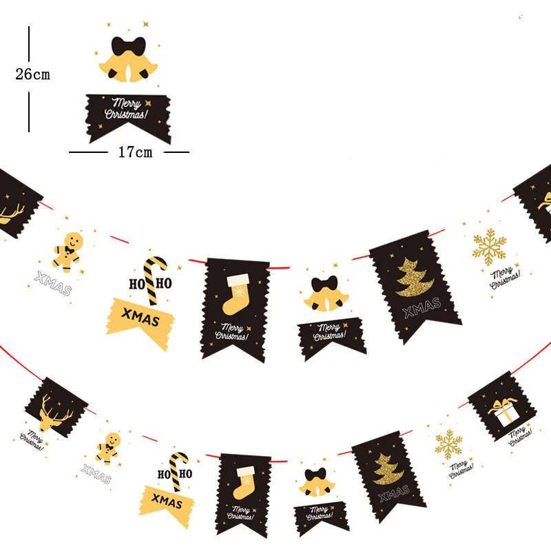 Merry Christmas Bar Home Decor Wall Hanging Snowman Santa Claus Elk Bunting Banner Garland Flags for New Year party supples | Дом и сад