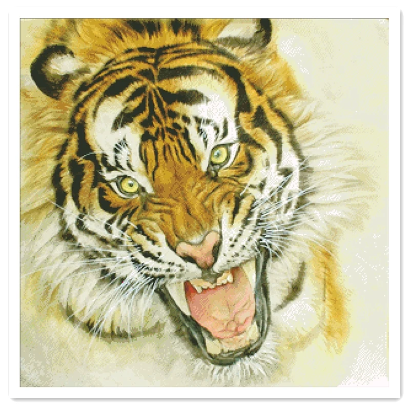 

Набор для вышивки крестиком Tiger C, ткань из хлопка и шелка с принтом животного, 18 карат, 14 карат, 11 карат, рукоделие «сделай сам»
