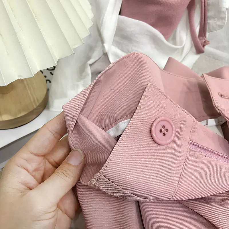 

2021 Women Fashion Office Loose Suit Pants Female High Waist Solid Color Wide Leg Trousers Summer Casual Thin Long Pants L336