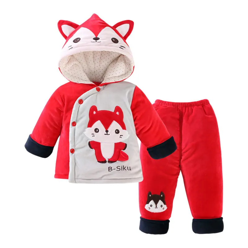 Одежда для малышей 2020 г. Зимние комплекты с рисунками животных толстовка + штаны 2