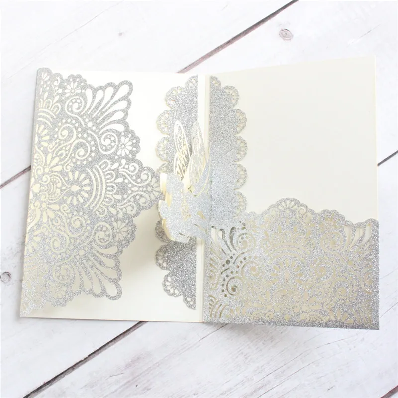 Роскошные 3D всплывающие Пригласительные открытки Блестящий золотистый