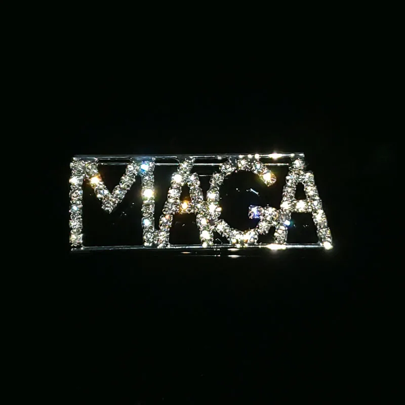 Брошь ручной работы с надписью MAGA Make America Great булавка на лацкан брошь стразы