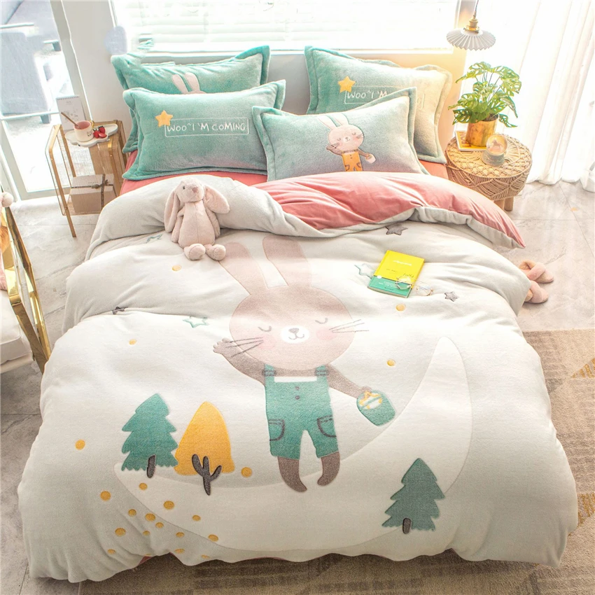 Новый Зимний Теплый мягкий утолщенный плюшевый Комплект постельного белья