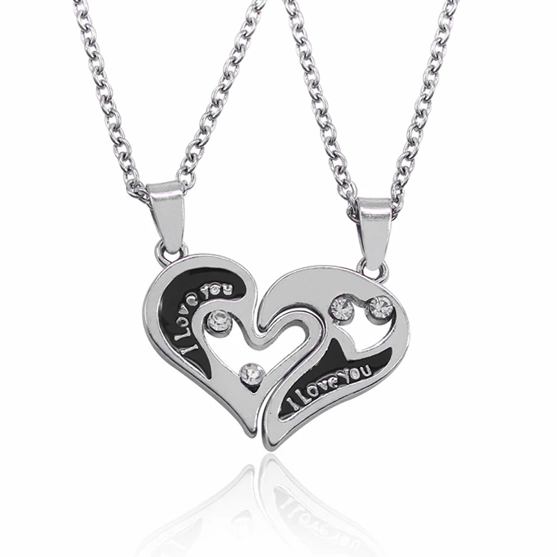 Милые Подвески в виде разбитого сердца романтические ожерелья с надписью I love you