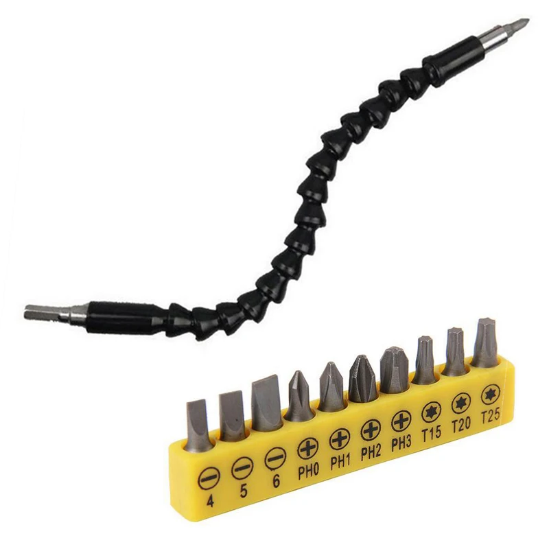 Электроника дрель 295 мм гибкий биты вала удлинительная отвертка бит держатель