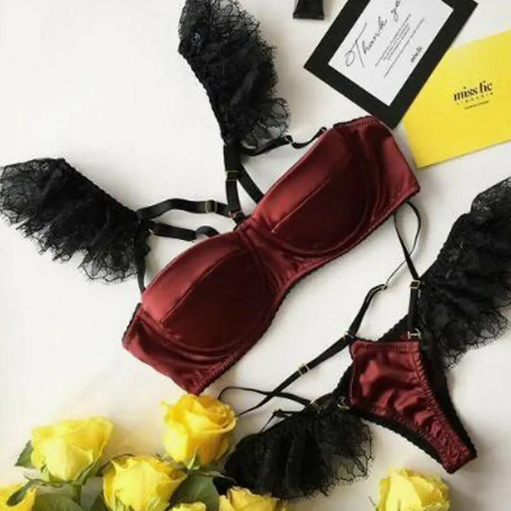 2 шт. сексуальное женское белье кружевное атласное шелковое лоскутное нижнее