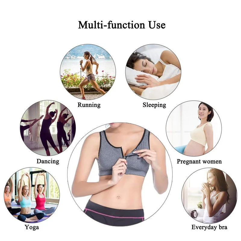Женский бюстгальтер Пушап для йоги спортивный топ с молнией спереди сексуальный