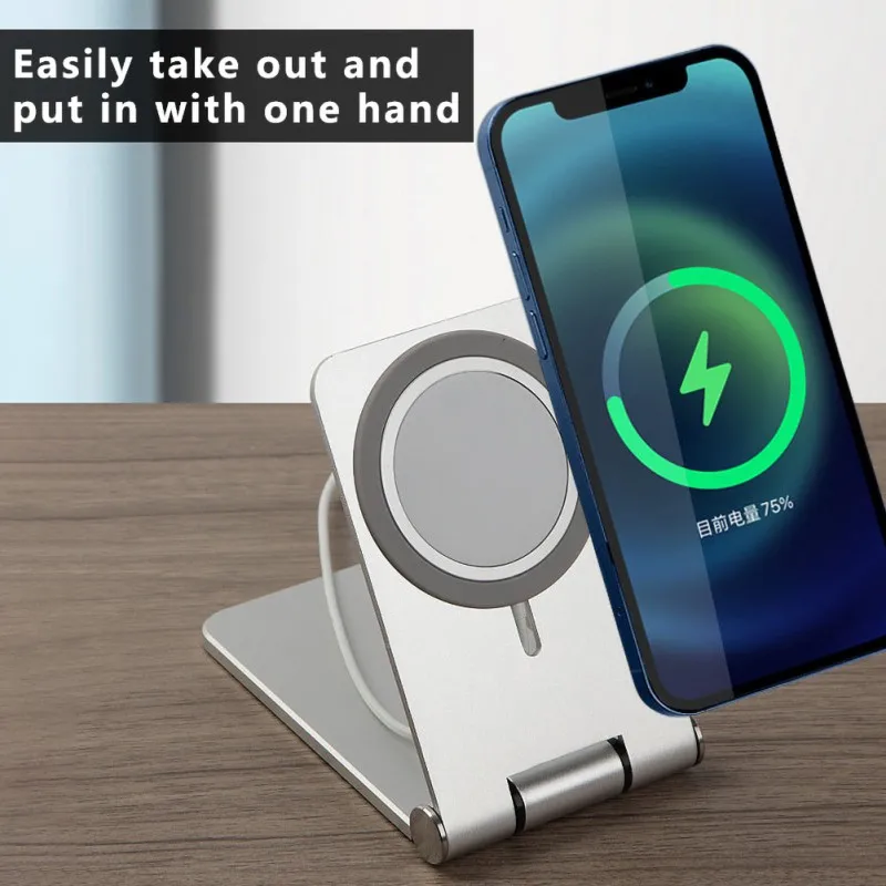 

Greatlizard Portable Foldable Stand Holder For Apple iphone Magsafe Magnetic Wireless Charger Adjustable Aluminum Alloy Metal