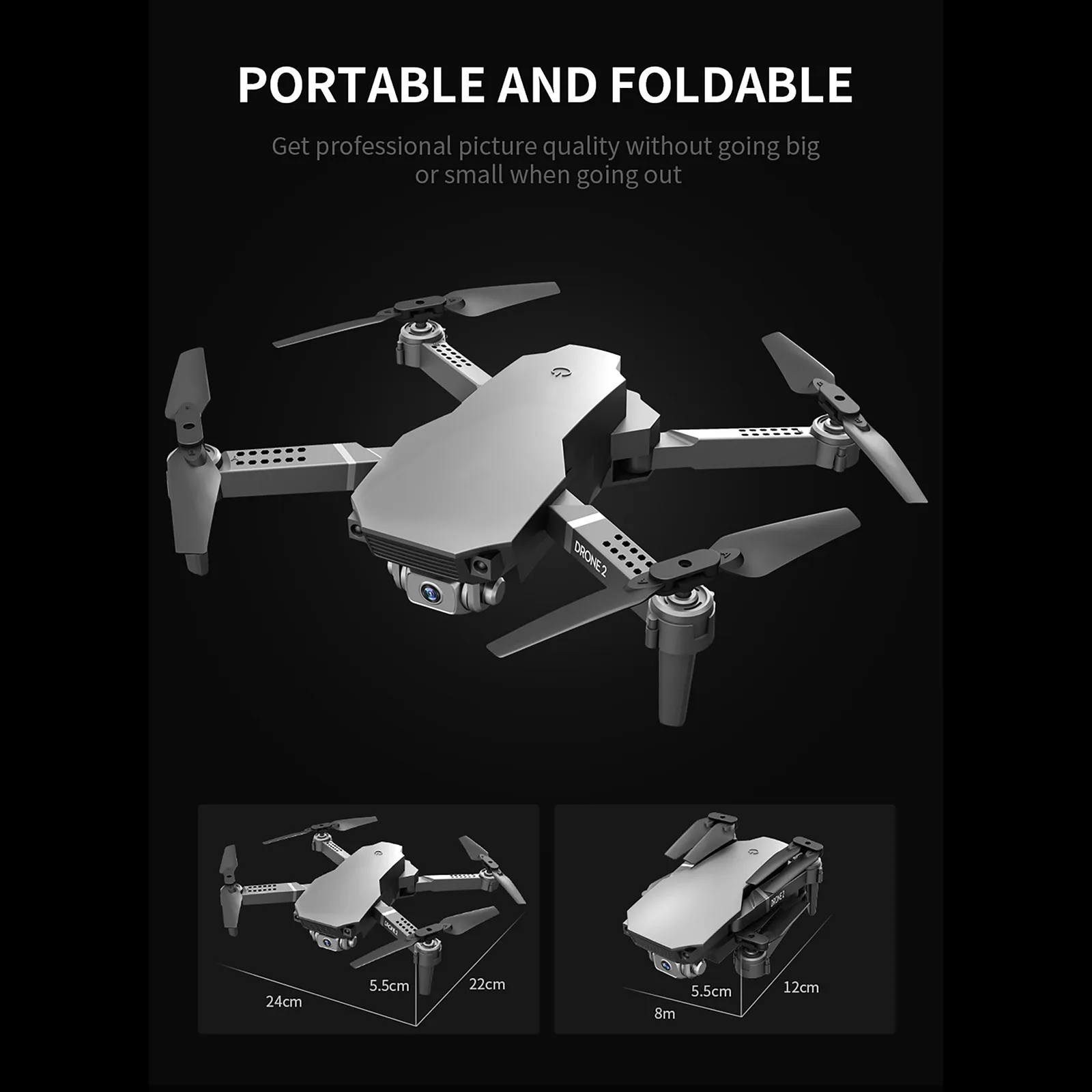 

H702 Mini Wifi Fpv Hd 4k Camera Altitude Hold Mode Long Endurance 20min Flight Time Foldable RC Drone Quadcopter W/2 Batteries#F
