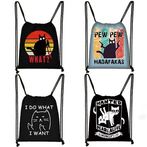 Забавный рюкзак с ножом и кошкой на шнурке Pew Madafakas, рюкзак для подростков, мальчиков и девочек, рюкзак для женщин и мужчин, дорожная сумка, детский рюкзак