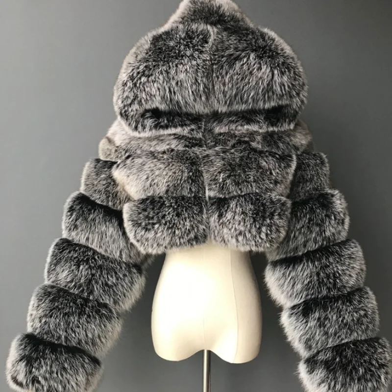 GAMPORL модное зимнее высококачественное пальто из искусственного лисьего меха