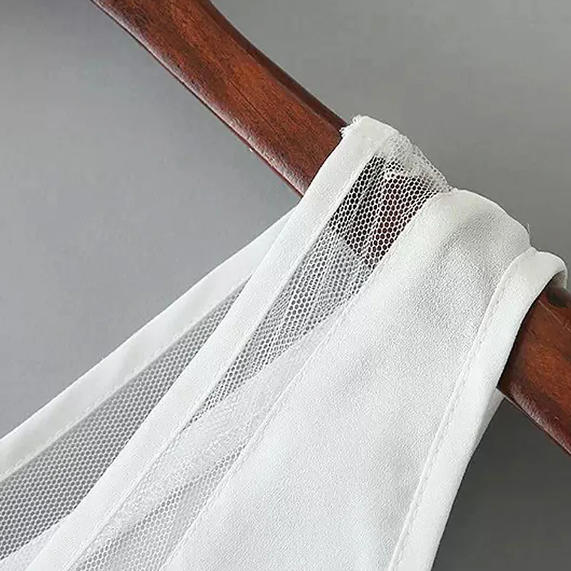 Female Chiffon Vest Blouse 2020 Summer New Fashion Casual Black White Sleeveless Shirts Sexy V Neck Mesh Tops Plus Size S-3XL | Женская