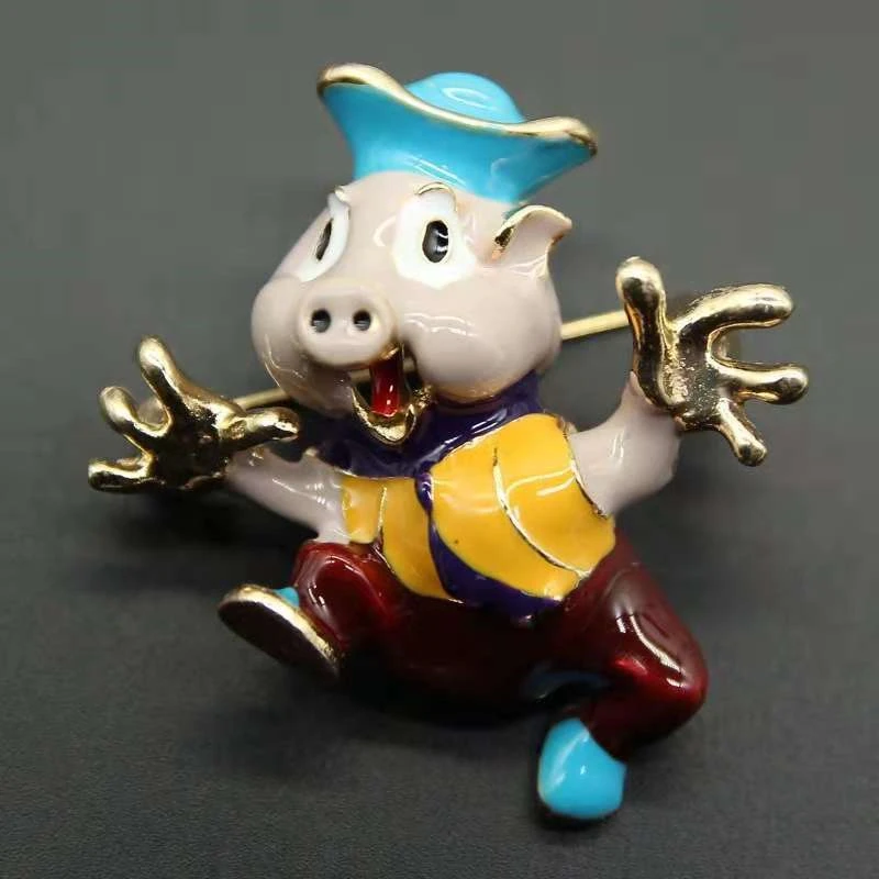 KingDeng Симпатичные Броши Цветок Золотая Свинья Лошадь Отворотом Pin Мода Дети