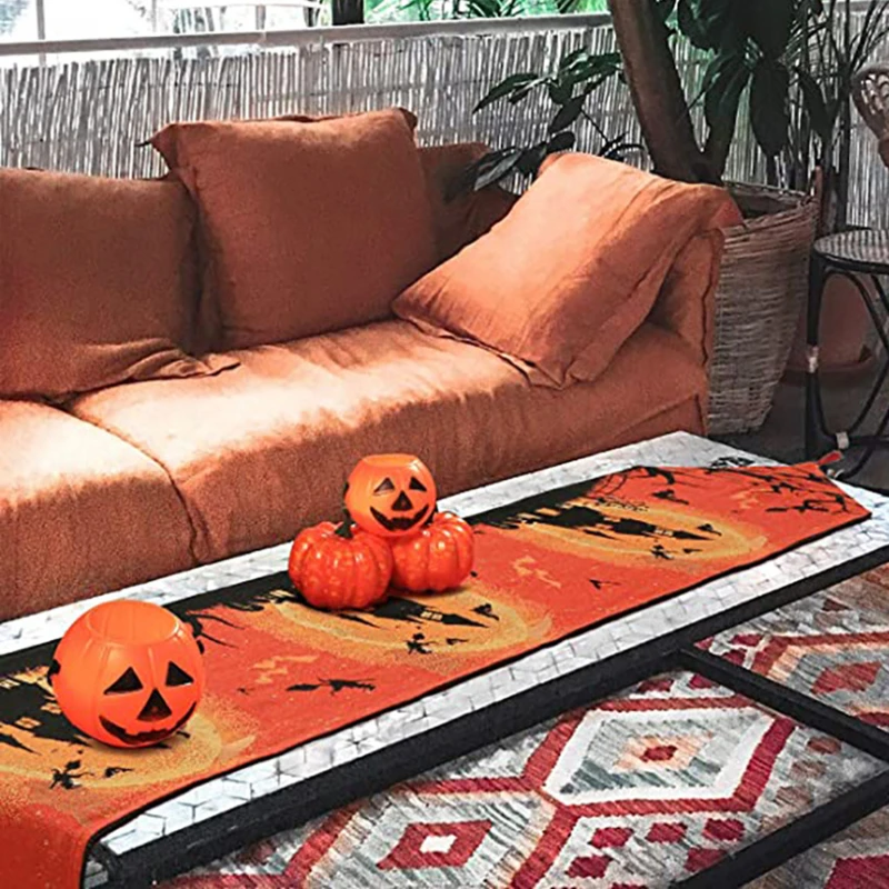 

Настольная дорожка на Хэллоуин, тыква, замок паука, Настольная дорожка, стол для торговых центров, гостиничный стол, домашние украшения