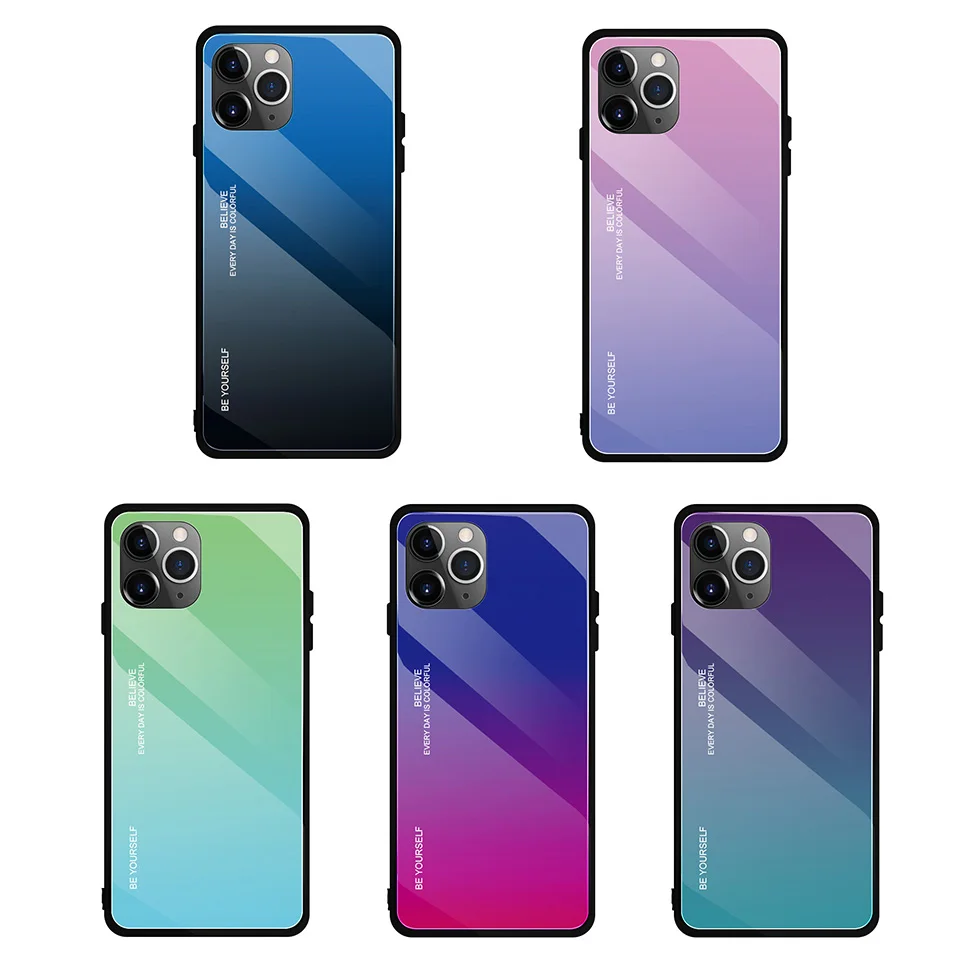 Чехол 9H из закаленного стекла для Apple iPhone11 iPhone 11 Pro Max Ультратонкий Роскошный чехол