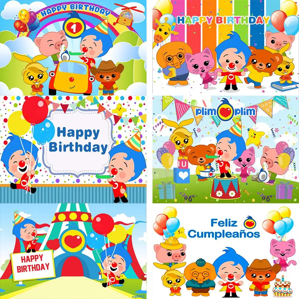 Custom Backdrop Kids 1st Birthday Party Photography Cartoon Pig Bear Photo Background Rainbow Vinyl Decoration Props Banner