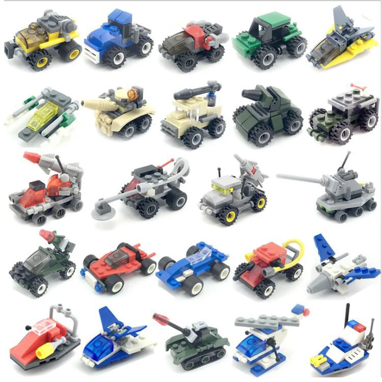 Набор строительных блоков 1-6 городской полицейский вертолет автомобиль самолет