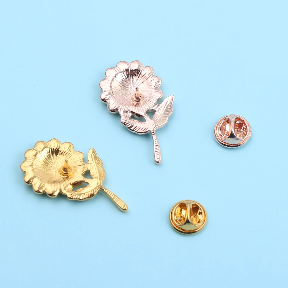 Эмалированная брошь в виде подсолнуха изящная желтая Золотая розовая Элегантная