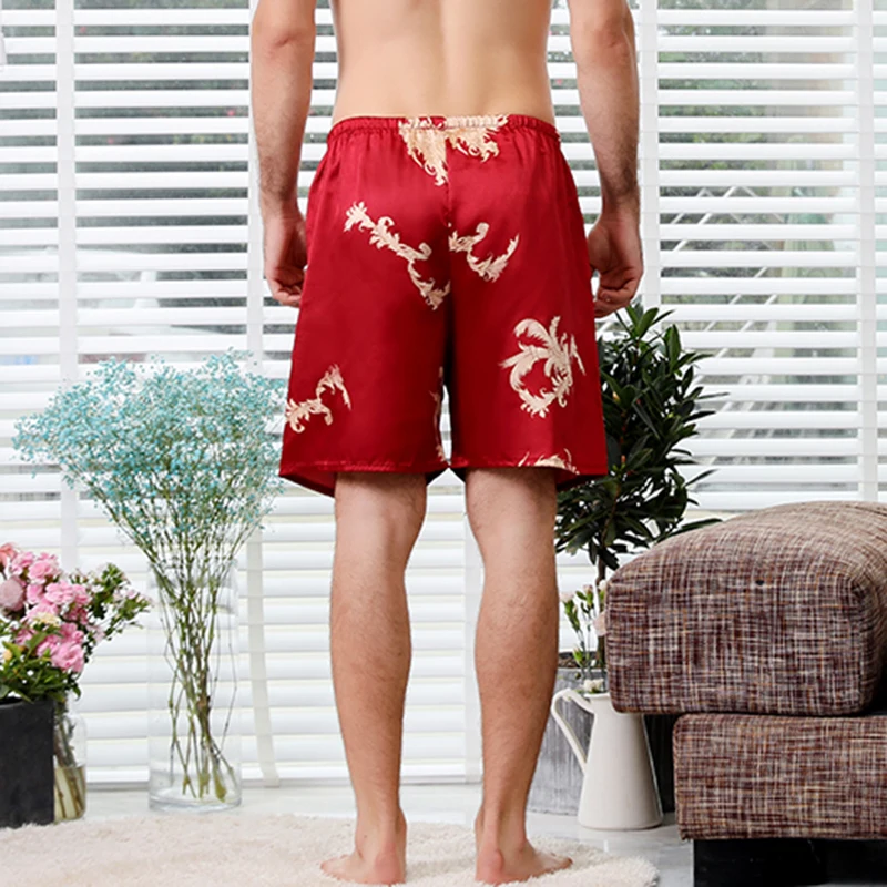 High-End New Simulation Silk Men's Pajama Pants Large Size Beach Pants Summer Breathable Casual Loose Men Shorts