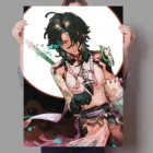 Аниме-фигурка Genshin, холст, картина, настенное искусство, скандинавские плакаты и принты, настенные картины для гостиной, украшение без рамки