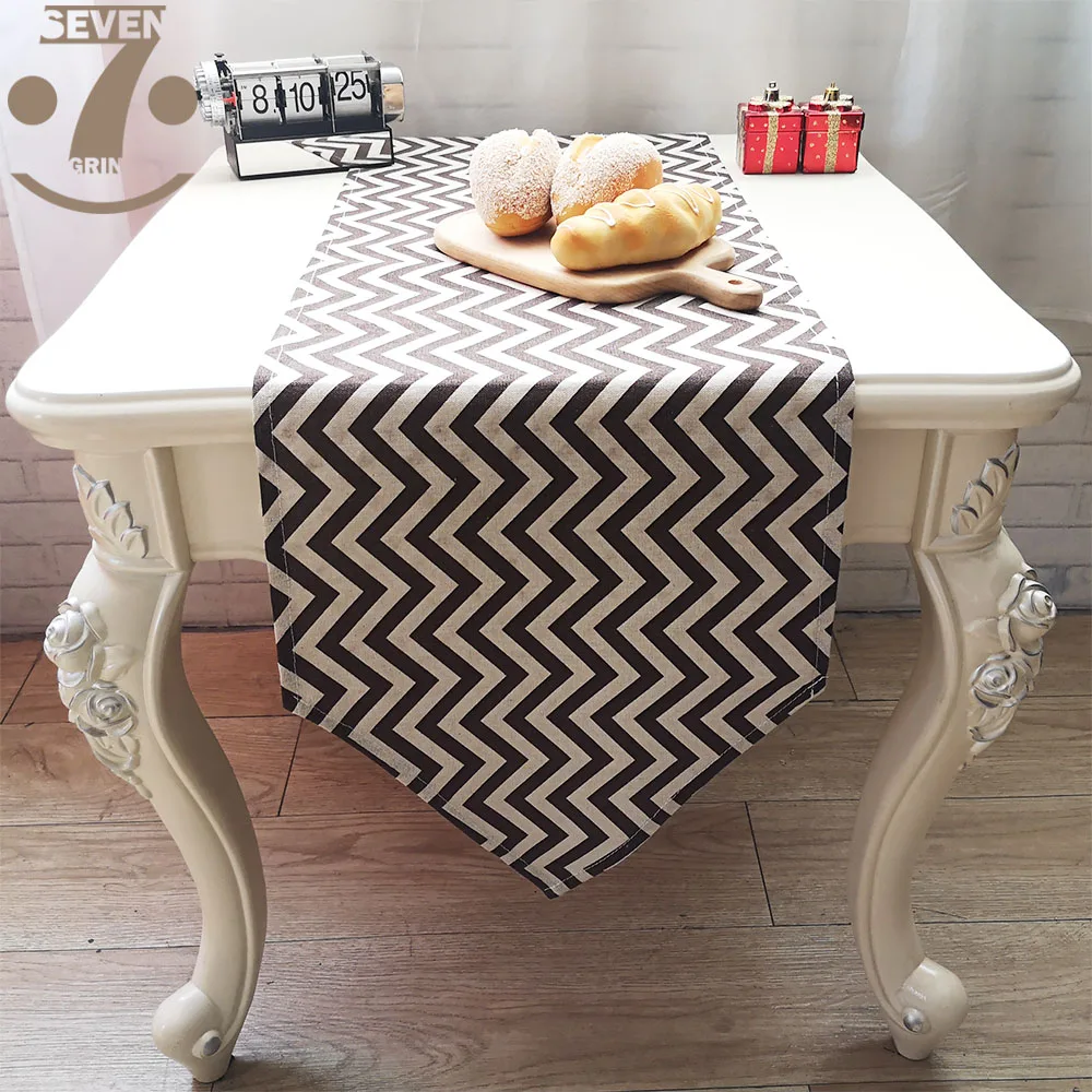 Home Decorative Japanese Style Geometric Coffee Table Runner 33x90cm Cotton Linen |