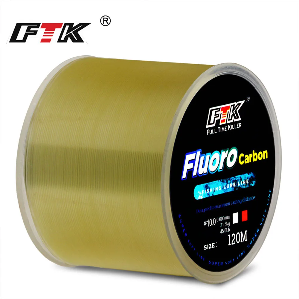 FTK рыболовная леска 120 м сверхпрочный мягкий нейлон 0 8 #-8 # фторуглеродное покрытие