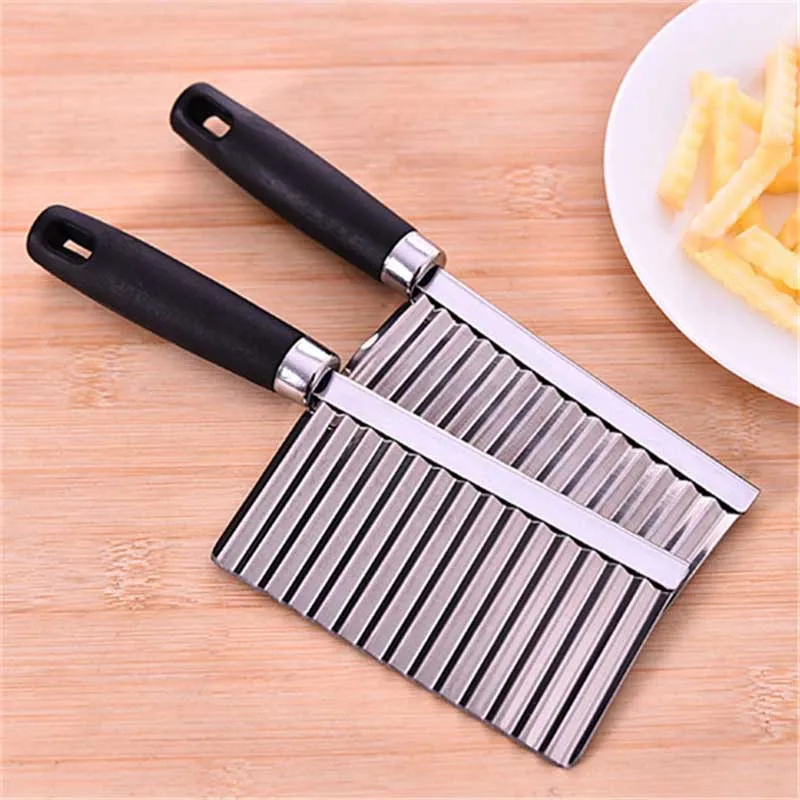 

Potato French Fry Cutter Stainless Steel Kitchen Accessories Wave Knife Chopper Serrated Blade Carrot Slicer