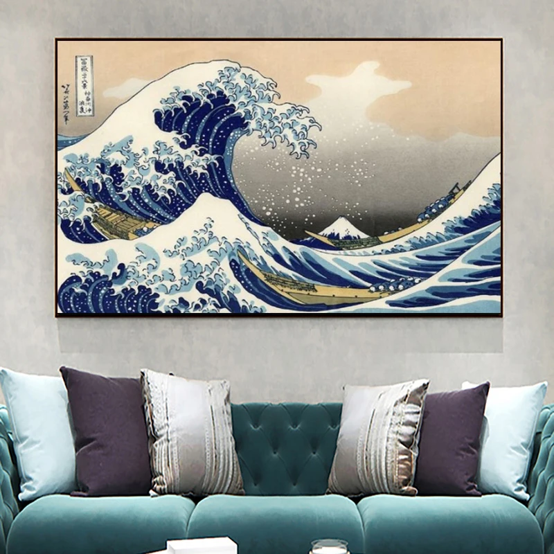 

Morden Seascape Canvas Painting Great Wave Off Kanagawa Katsushika Hokusai Posters and Prints Wall Art Pictures for Living Room