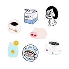 Броши и булавки в виде мультяшной чашки кофе эмалированная булавка Милая свинья искусство девочка глаз индивидуальный значок Женские Ювелирные изделия для детей подарок